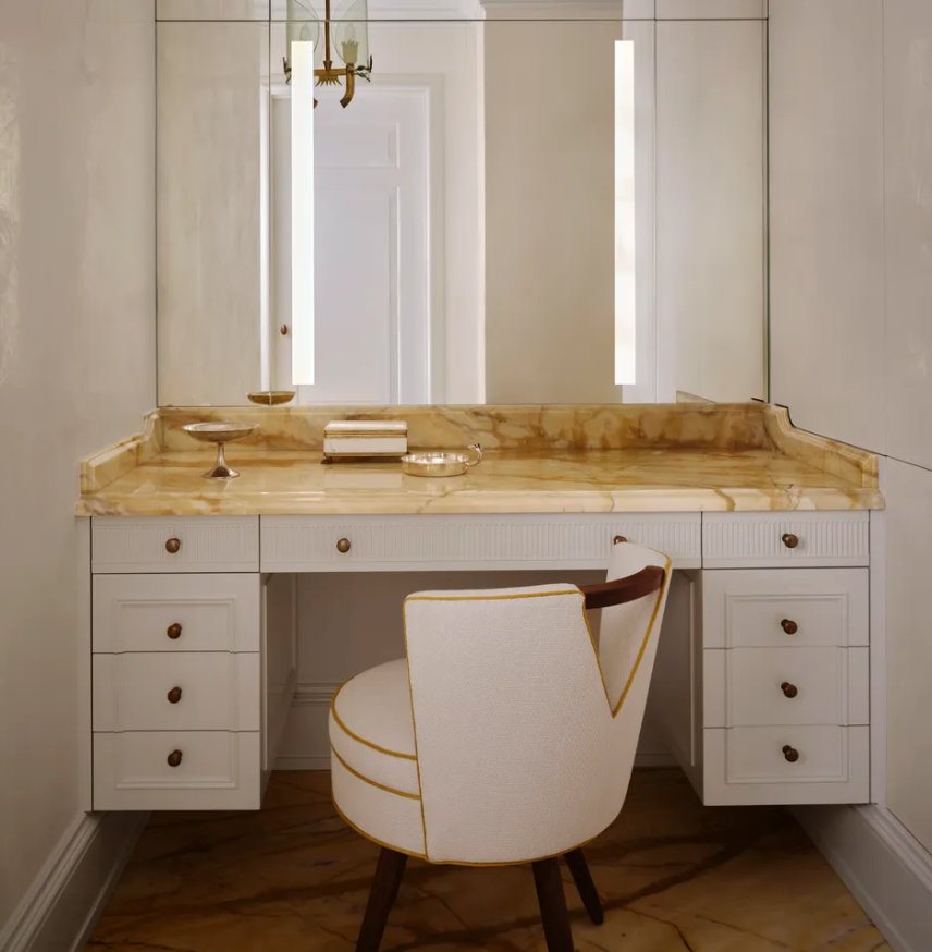 Dressing table with a stone top