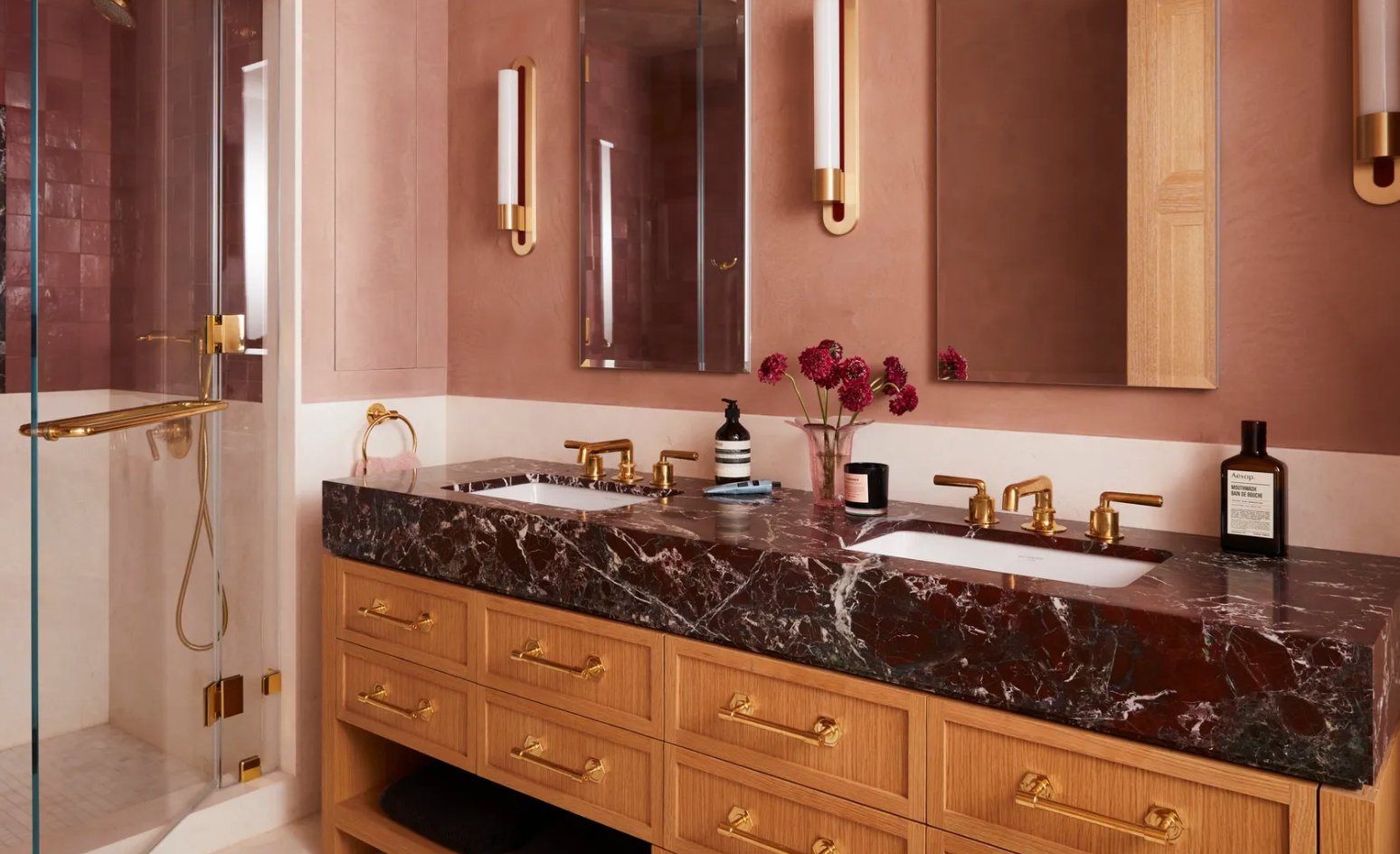 Bath vanity with a stone top